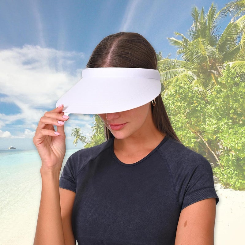 Beevarn Store 2 Pack Sun Visors Women Wide Brim Clip on Summer Hats Adjustable UV Protection - Image 3
